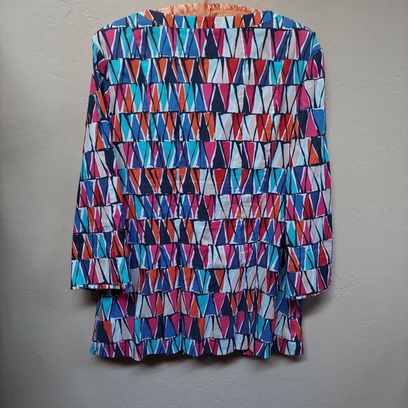 Doncaster Collection Geometric Print 3/4 Sleeve Top Blouse Size 10 Multicolor - Picture 2 of 6
